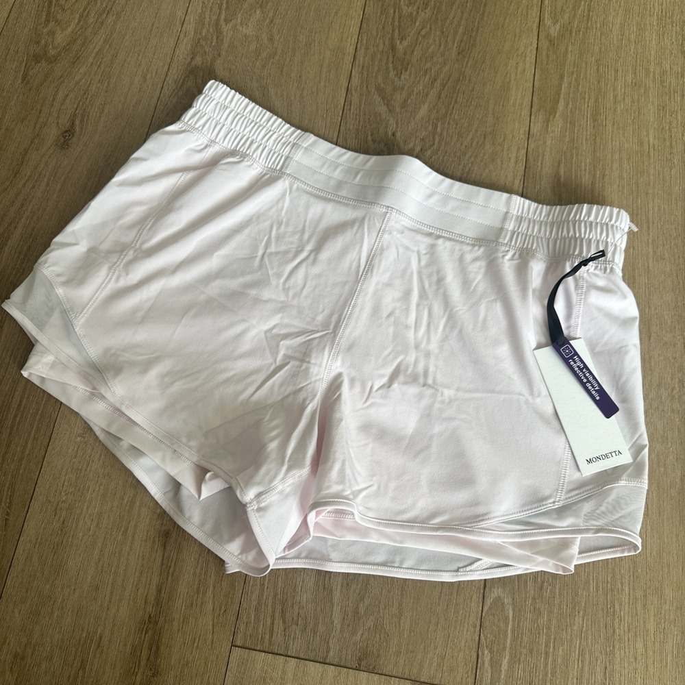 Mondetta Women's Keeper Shorts Reflective Tape Running Lined Lt Pink X‎ Large